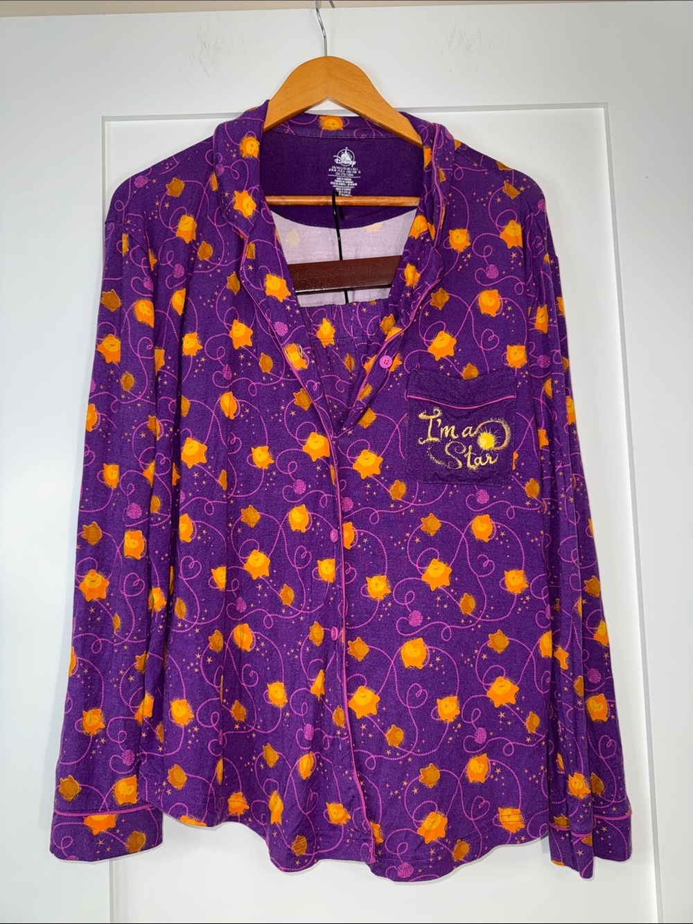 Disney “Wish” Purple and Orange Floral Sleep Top & Shorts Sz Large